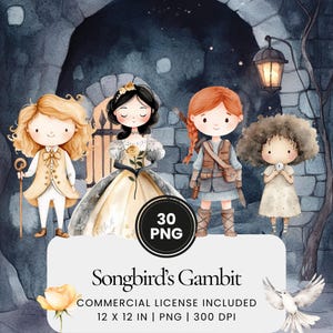 Songbird's Gambit Clipart - 30 PNG - Planejador digital, Junk Journaling, Adesivos, Uso comercial, Sublimação, Scrapbooking, Cartões, Bookish