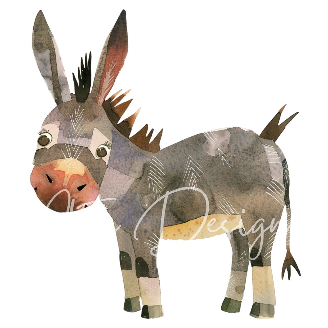 Watercolor Farm Animals Clipart Set With Pig Cow Sheep Chicken Duck ...
