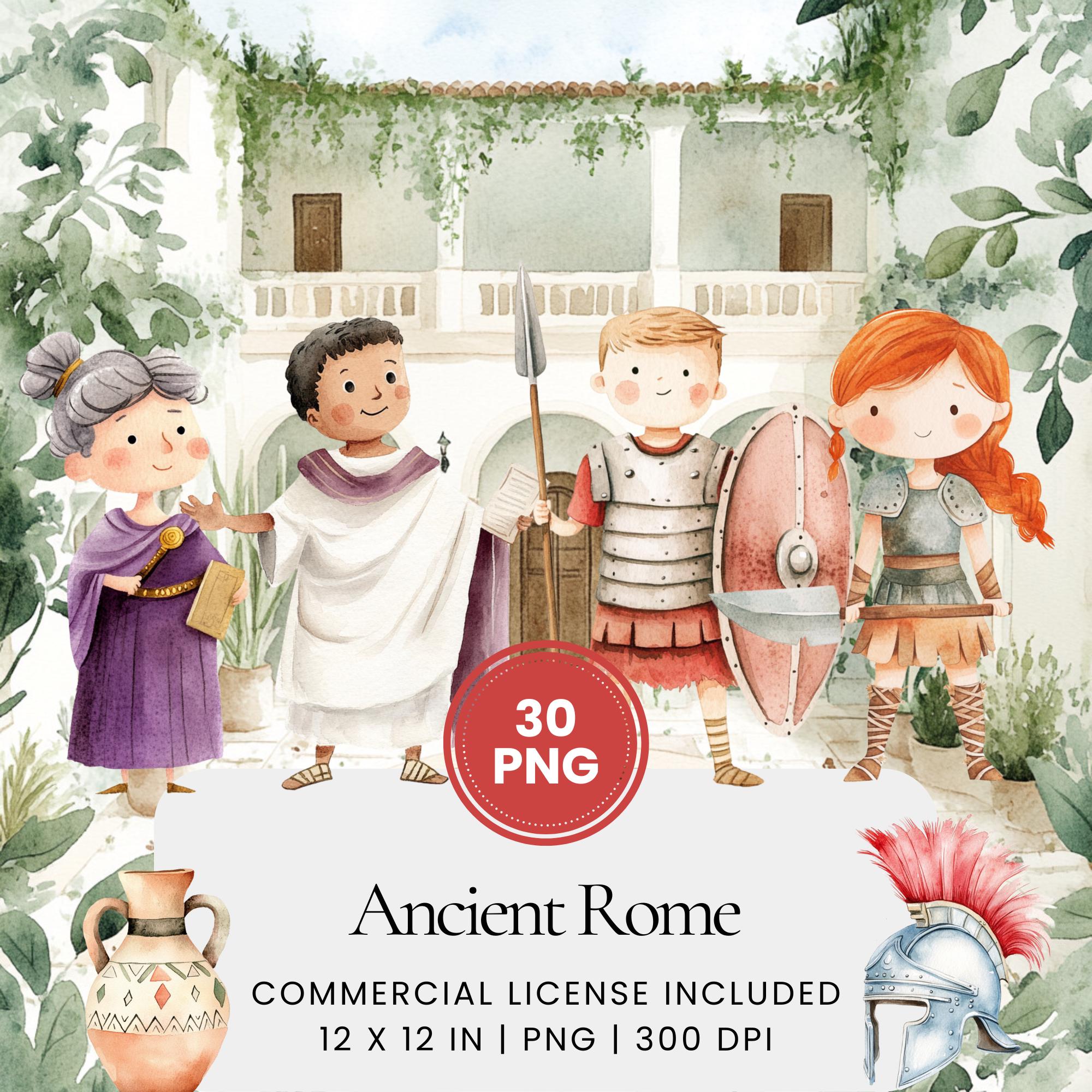 Ancient Rome Clipart Set Cute Roman Kids Characters Toga Outfit ...