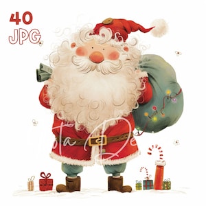 Santa Claus Clipart - 40 High Quality JPGs - Digital Planner, Junk Journaling, Wall Art, Commercial Use, Mugs, Sublimation, Scrapbook, Cards