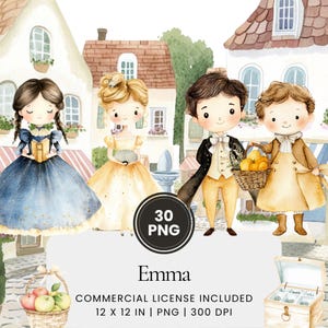 Emma Clipart - 30 PNG - Digital Planner, Junk Journaling, Wall Art, Commercial Use, Sublimation, Scrapbooking, Cards, Stickers, Books, Scene