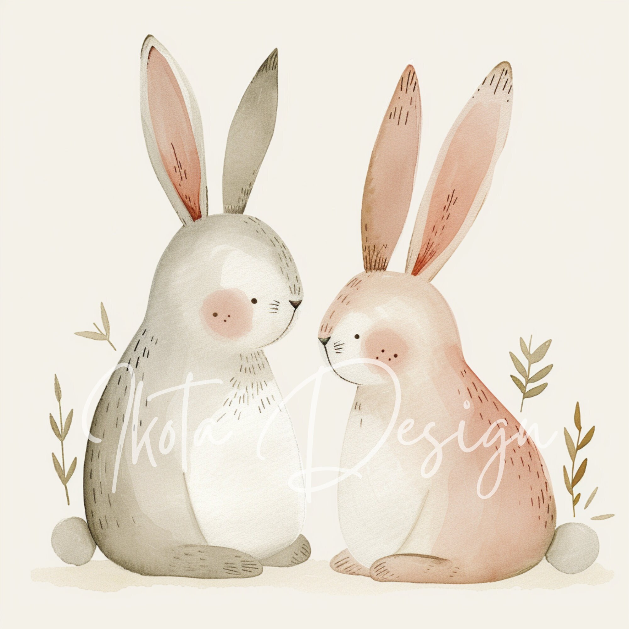 Pastel Rabbits Clipart 40 High Quality JPG Digital Planner, Junk ...