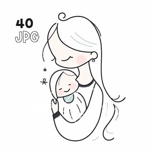 Mother & Baby Clipart - 40 High Quality JPG - Digital Planner, Junk Journaling, Wall Art, Commercial Use, Digital Download, Mugs, Apparel