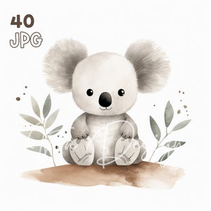 Little Koala Clipart - 40 hoge kwaliteit JPG's - Digitale Planner, Junk Journaling, Aquarel, Muurkunst, Commercieel Gebruik, Digitale Download, Mokken