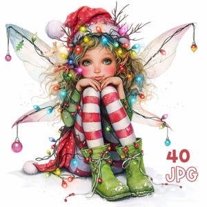 Christmas Fairy clipart-40 wysokiej jakości plików jpg-cyfrowe planowanie, dziennik śmieci, Scrapbooking, wykorzystanie komercyjne, sublimacja, kubki, odzież