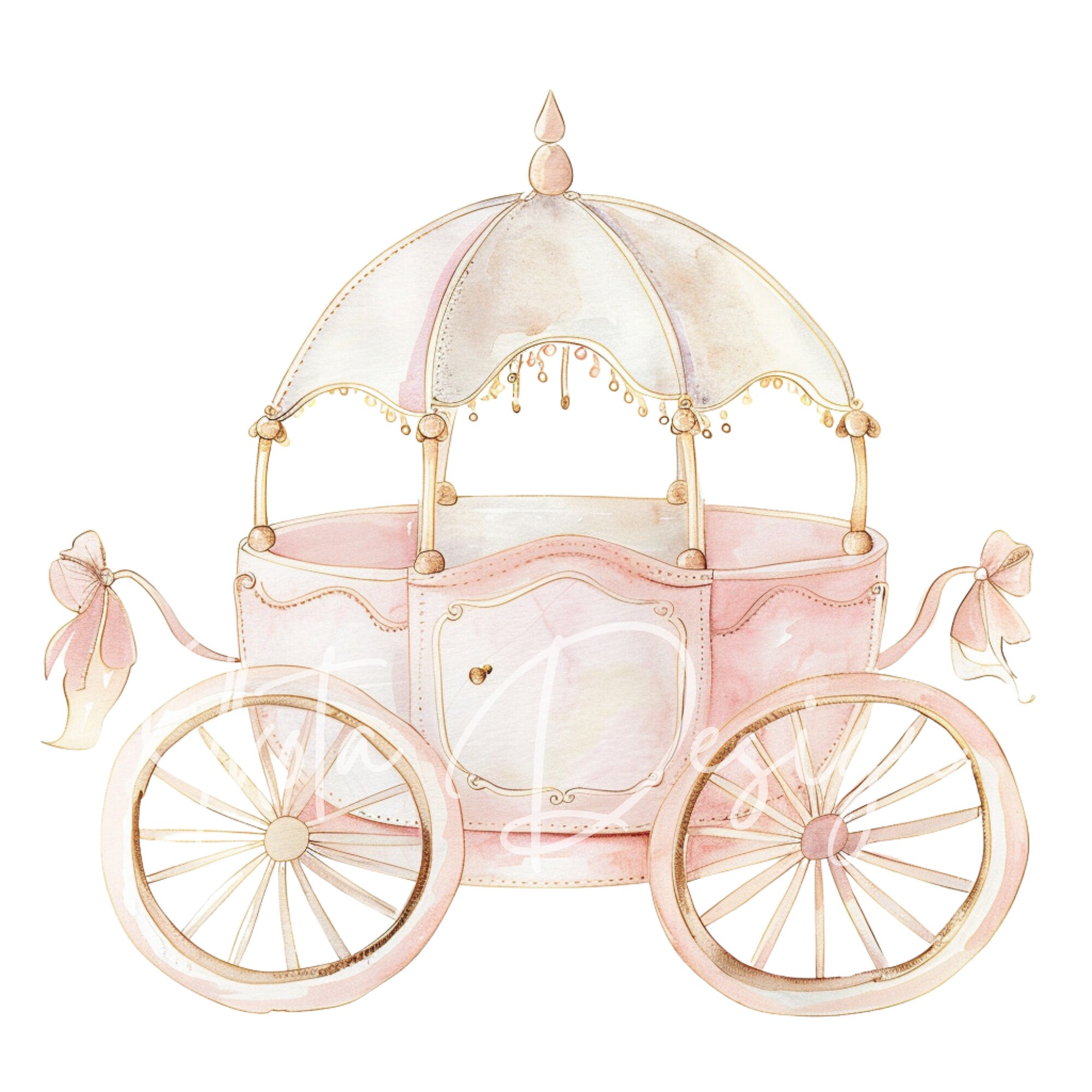 Pink Princess PNG Clipart Set, Fairytale Castle Carriage Graphics, Cute ...