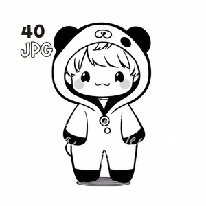 Little Panda Costume Clipart - 40 High Quality JPGs - Digital Planner, Junk Journaling, Wall Art, Commercial Use, Digital Download, Mugs