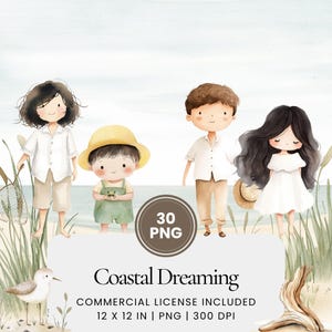 Coastal Dreaming Clipart - 30 PNG - Digital Planner, Junk Journaling, Wall Art, Uso commerciale, Sublimazione, Scrapbooking, Biglietti, Adesivi