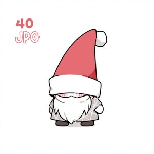 Christmas Gnome Clipart - 40 High Quality JPGs - Digital Planner, Junk Journaling, Simple Lines, Wall Art, Commercial Use, Digital Download