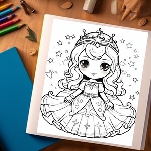 55 Cute Princess Coloring Pages, A4 Printables, Fun Activities, Coloring Sheets, PDF, DIGITAL imagen 4