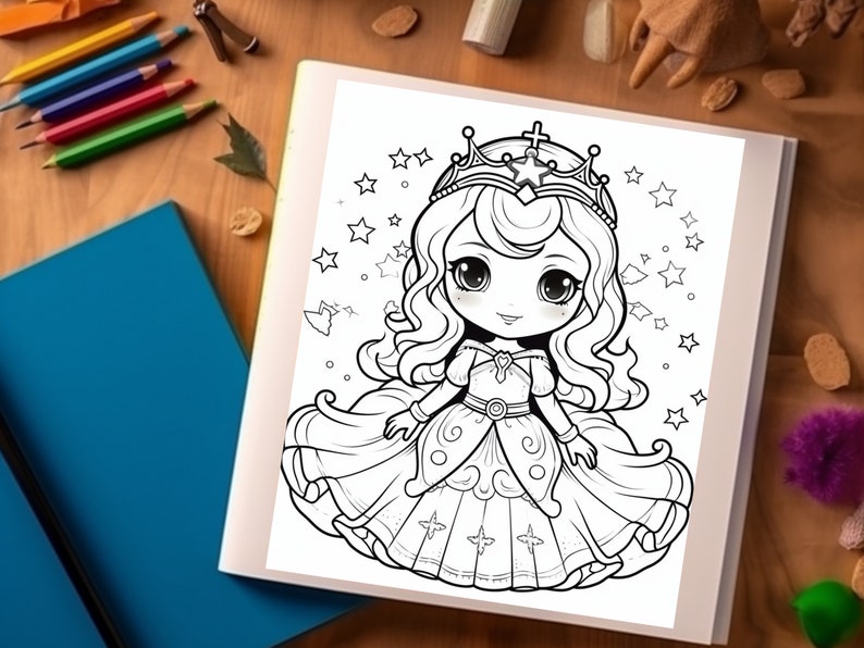 55 Cute Princess Coloring Pages, A4 Printables, Fun Activities, Coloring Sheets, PDF, DIGITAL imagen 4