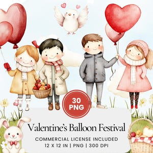 Valentine's Ballon Festival clipart-30 PNG-cyfrowy planista, dziennik śmieci, sztuka ścienna, wykorzystanie komercyjne, sublimacja, Scrapbooking, scena