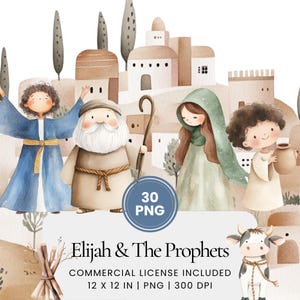 Elia en de Profeten Clipart - 30 PNG - Digitale Planner, Junk Journaling, Bijbel, Commercieel Gebruik, Sublimatie, Scrapbook, Stickers, Kaarten