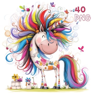 Whimsical Horse Clipart PNG Bundle, Fantasy Pony Illustration, Cute Animal Graphics for Kids, Watercolor Farm Art, Magical Creature Download