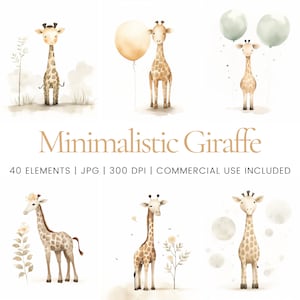 Giraffe Clipart - 40 High Quality JPGs - Digital Planner, Junk Journaling, Minimalistic, Commercial Use, Digital Download, Mugs, Nursery