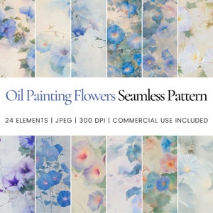 Olieverfschilderij Bloemen Naadloos Herhaal Patroon, Digitale Papers, Achtergrond, Tumbler Wrap, Afdrukbaar, Commercieel Gebruik Digitaal Papier, Mokken