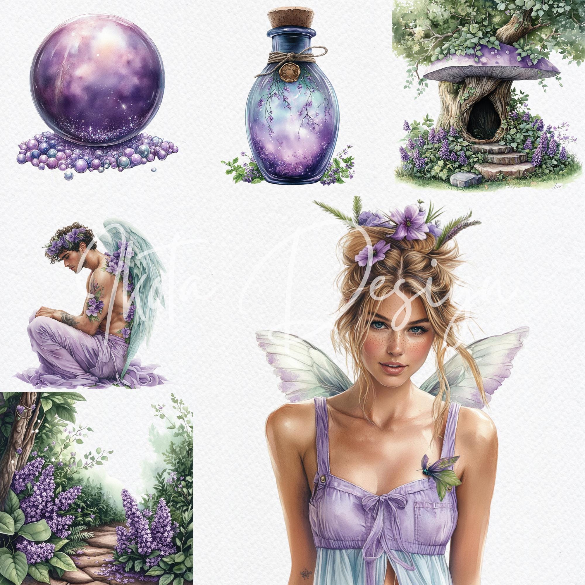 Garden Fairies Clipart Set, Mystical Fairy Garden Bundle, Fantasy ...