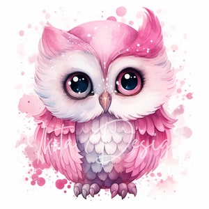 Pink Arctic Owl Clipart - 40 High Quality Jpgs - Digital Planner, Junk