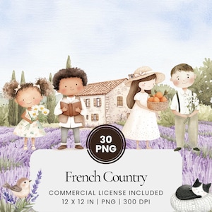 French Country Clipart - 30 PNG - Digital Planner, Junk Journaling, Wall Art, Commercial Use, Sublimation, Scrapbooking, Cards, Stickers