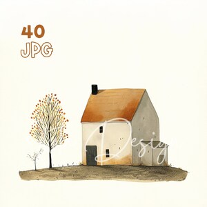 Farmhouse Clipart - 40 High Quality JPGs - Digital Planner, Junk Journaling, Watercolor, Wall Art, Commercial Use, Digital Download, Mugs