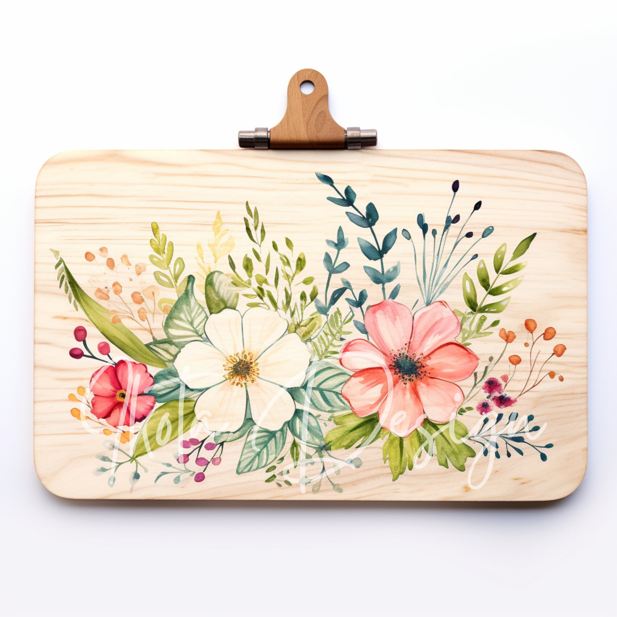 Watercolor Wooden Sign Clipart With Floral Decor, Rustic Wood Labels ...