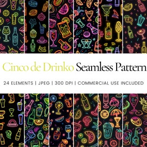 Cinco de Drinko Seamless Repeat Pattern, Digital Papers, Background, Tumbler Wrap, Printable, Commercial Use Digital Paper, Mugs, Home Decor