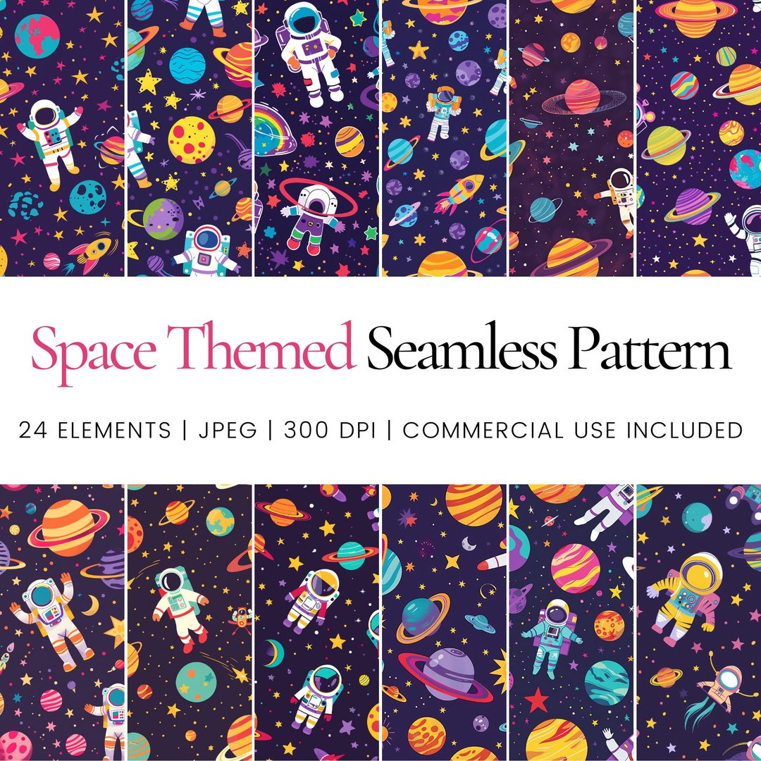 Pattern Space Paper Spacethemed Seamless Repeat Pattern, Digital Papers, Background ...