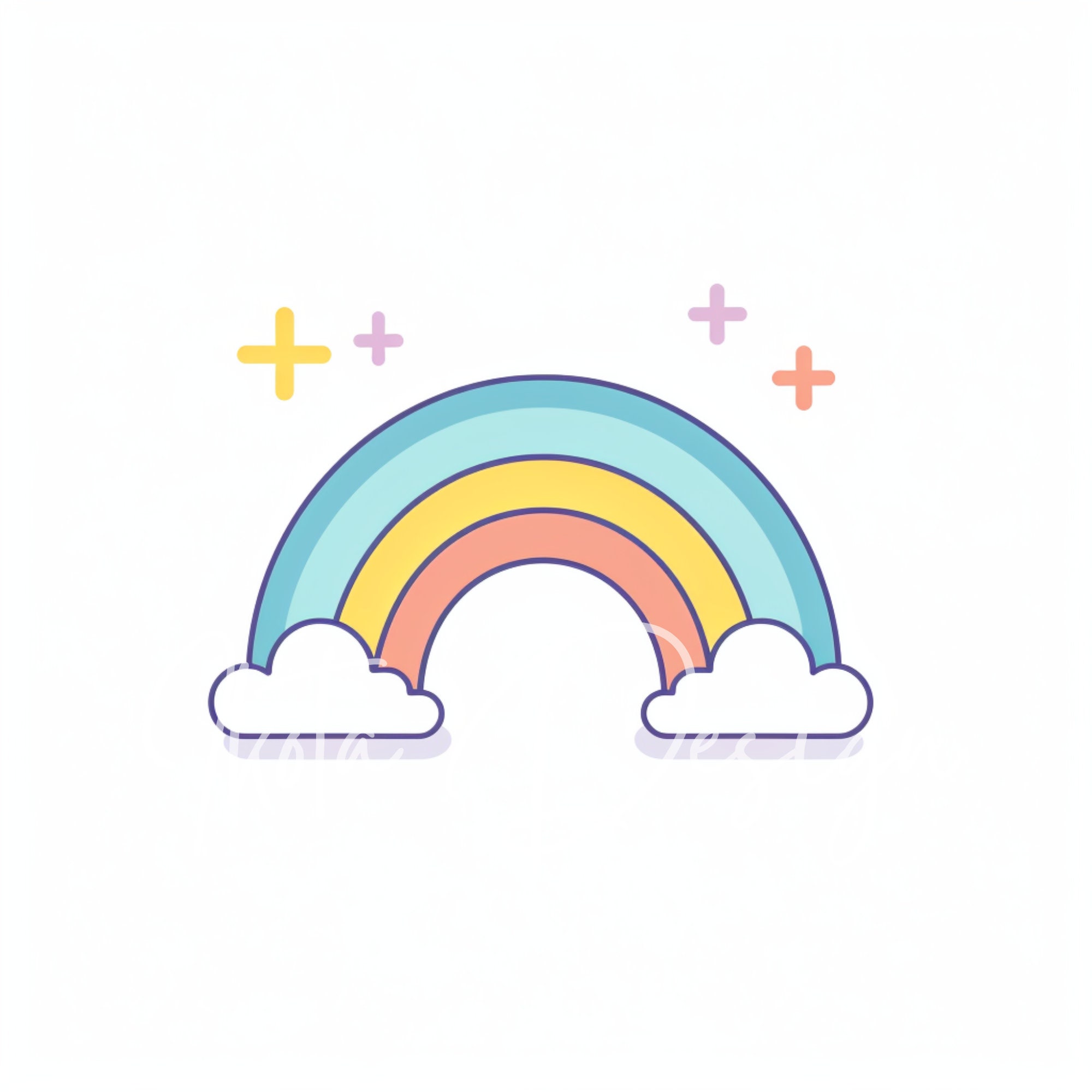 Simple Rainbow Clipart Bundle, Cute Rainbow Illustrations, Kawaii ...