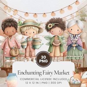 Clipart aquarelle du marché des fées, PNG de bibelots pastel enchantés, lot d'art fantastique fantaisiste, illustration de lumières magiques à télécharger