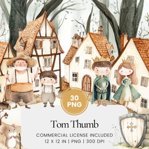 Tom Thumb Clipart - 30 PNG - Digitaler Planer, Junk Journaling, Wandkunst, kommerzielle Nutzung, Sublimation, Scrapbooking, Karten, Tassen, Geburtstag