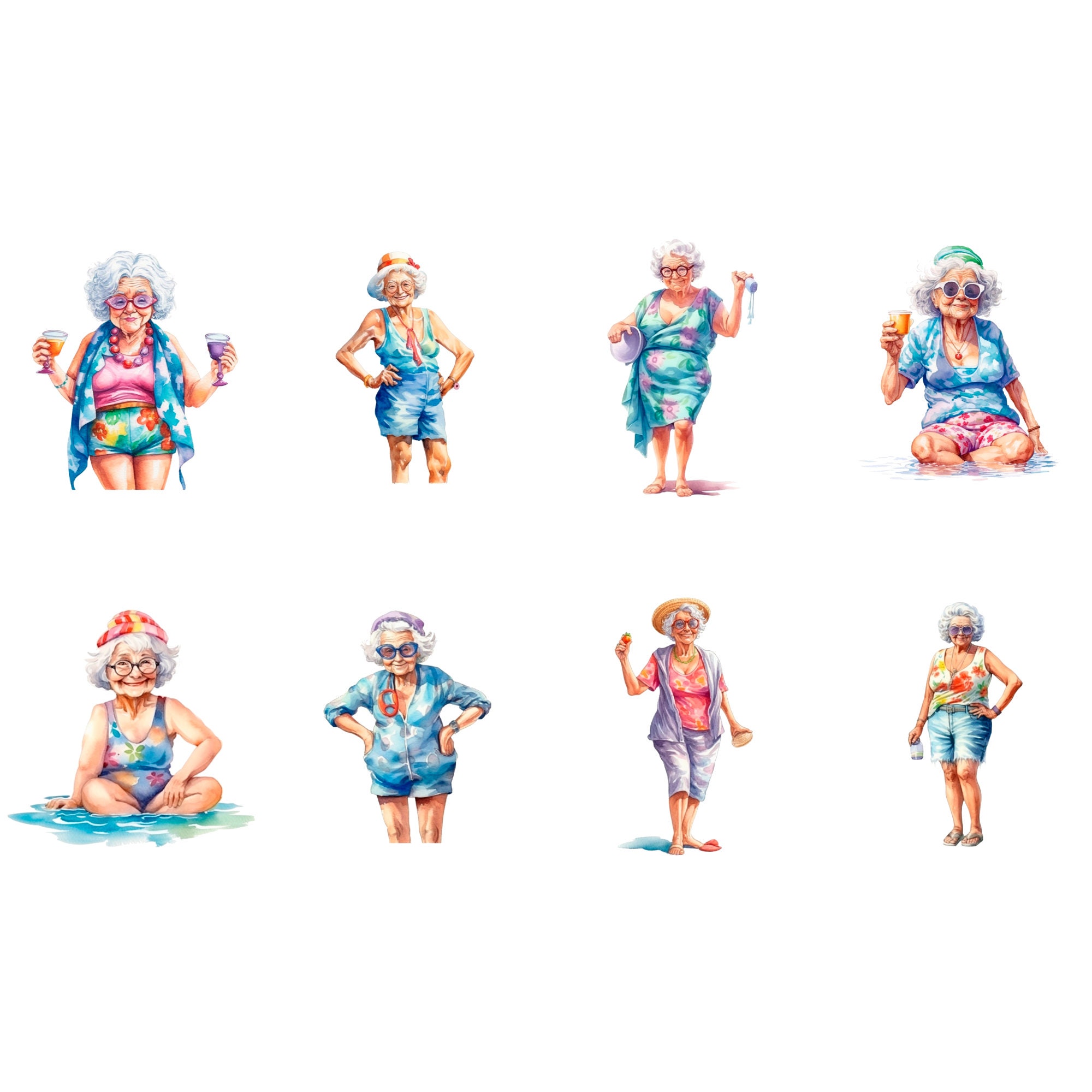 Grandmas in Swimsuits Clipart 40 High Quality Pngs Digital Planner