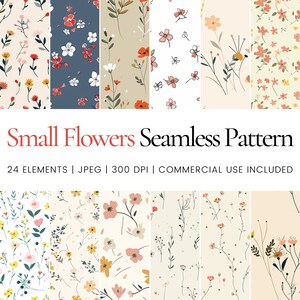 Small Flowers Seamless Repeat Pattern, Digital Paper, Background, Tumbler Wrap, Printable, Commercial Use, Mug, Apparel, Home Decor, Journal
