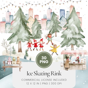 Kerst schaatsen clipart - 30 PNG - Digitale planner, junk journaling, wandkunst, commercieel gebruik, sublimatie, scrapbooking, kaarten, mokken