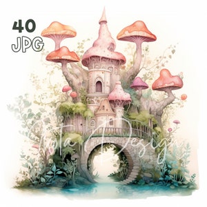 Fairytale Forest Clipart - 40 High Quality JPGs - Digital Planner, Junk Journaling, Watercolor, Commercial Use, Digital Download, Mugs