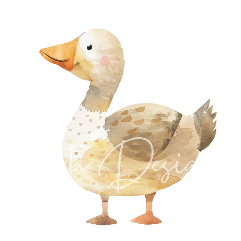 Watercolor Farm Animals Clipart Set With Pig Cow Sheep Chicken Duck ...