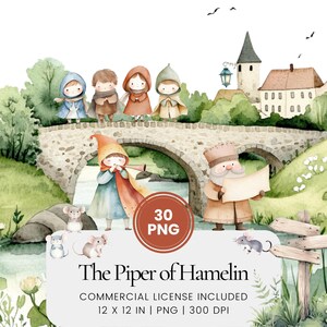 The Piper of Hamelin Clipart - 30 PNG - Digital Planner, Junk Journaling, Wall Art, Commercial Use, Sublimation, Scrapbooking, Cards, Mugs