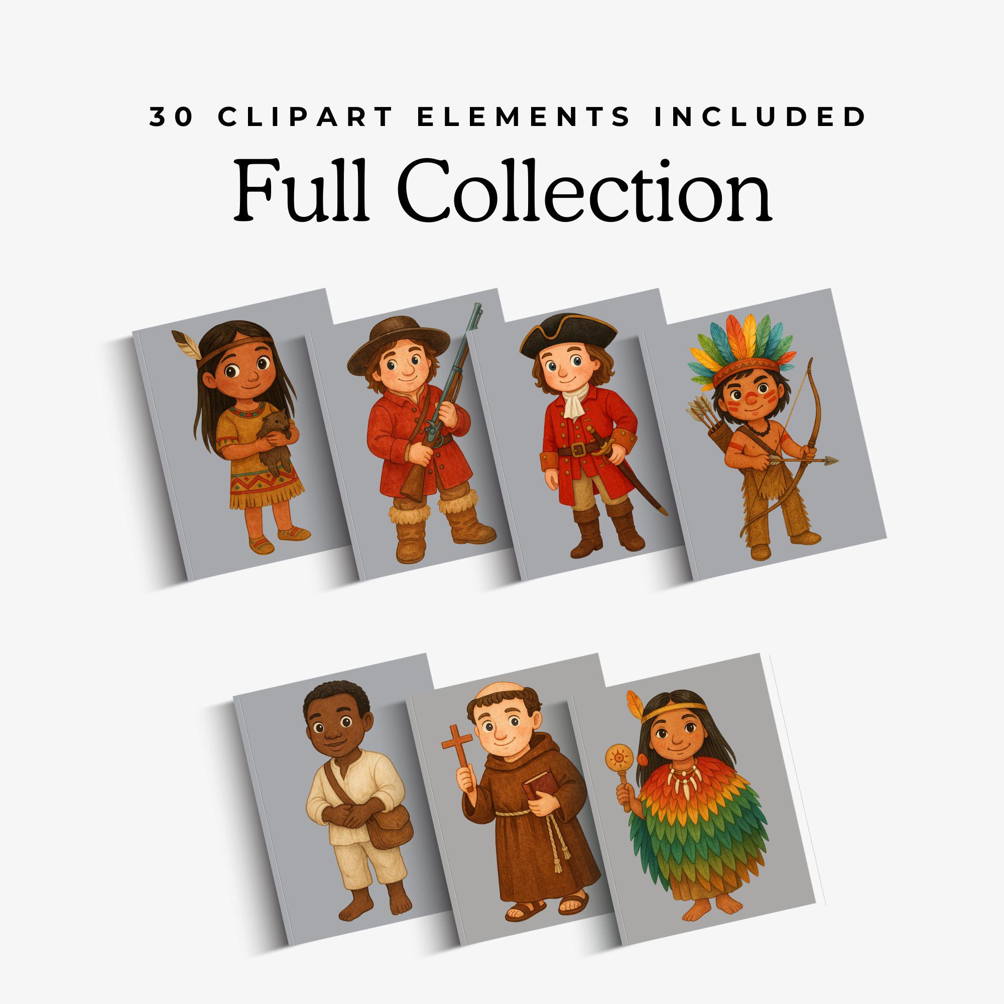 European Colonization of North America Clipart, Historical Watercolor ...