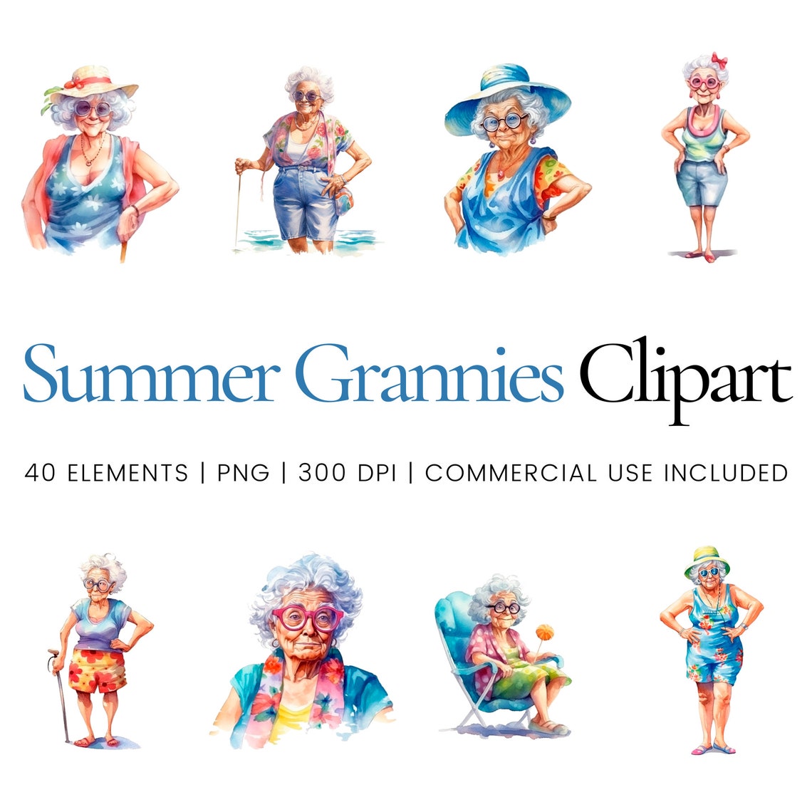 Grandmas in Swimsuits Clipart 40 High Quality Pngs Digital Planner
