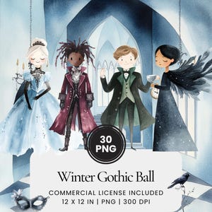 Gothic Winter Ball Clipart - 30 PNG - Digital Planner, Junk Journaling, Commercial Use, Sublimation, Scrapbooking, Card, Sticker, Mug, Scene