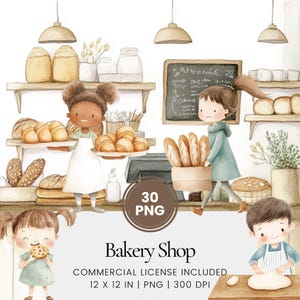 Clipart van een zoete bakkerij - 30 PNG - Digitale planner, junk journaling, wandkunst, commercieel gebruik, sublimatie, scrapbooking, kaart, mok, scène