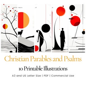 Nordic Style Biblical Parables Art, Minimalist Psalms Illustrations, Abstract Scripture Designs, Modern Spiritual Wall Decor, Digital PDF