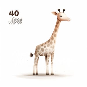 Giraffe Clipart - 40 hochwertige JPGs - Digitaler Planer, Junk Journaling, minimalistisch, kommerzielle Nutzung, digitaler Download, Tassen, Kinderzimmer