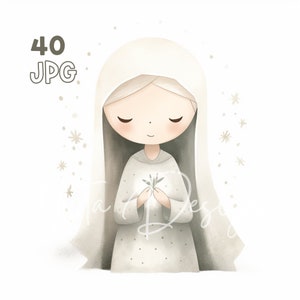 Heilige Maria Clipart - 40 hoge kwaliteit JPG's - Digitale Planner, Junk Journaling, Pastelkleuren, Muurkunst, Commercieel Gebruik, Digitale Download, Mokken