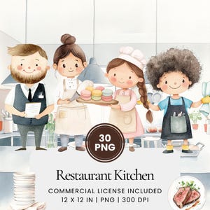 Restaurant Kitchen Clipart - 30 PNG - Digital Planner, Junk Journaling, Commercial Use, Sublimation, Scrapbooking, Cards, Stickers, Mugs