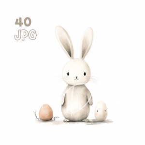Easter Bunny Clipart - 40 hoge kwaliteit JPG's - Digitale Planner, Junk Journaling, Aquarel, Muurkunst, Commercieel Gebruik, Digitale Download, Mokken