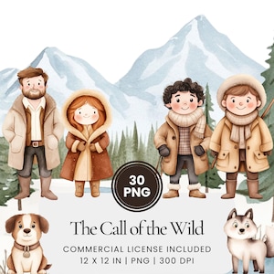 The Call of the Wild Clipart - 30 PNG - Digitaler Planer, Junk Journaling, Wandkunst, kommerzielle Nutzung, Sublimation, Scrapbooking, Karten, Tassen