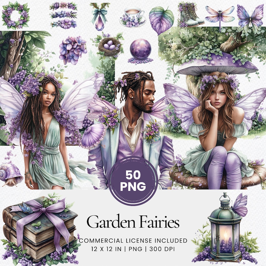 Garden Fairies Clipart Set, Mystical Fairy Garden Bundle, Fantasy ...