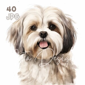 Lhasa Apso Clipart - 40 High Quality JPGs - Digital Planner, Junk Journaling, Watercolor, Wall Art, Commercial Use, Digital Download, Mugs