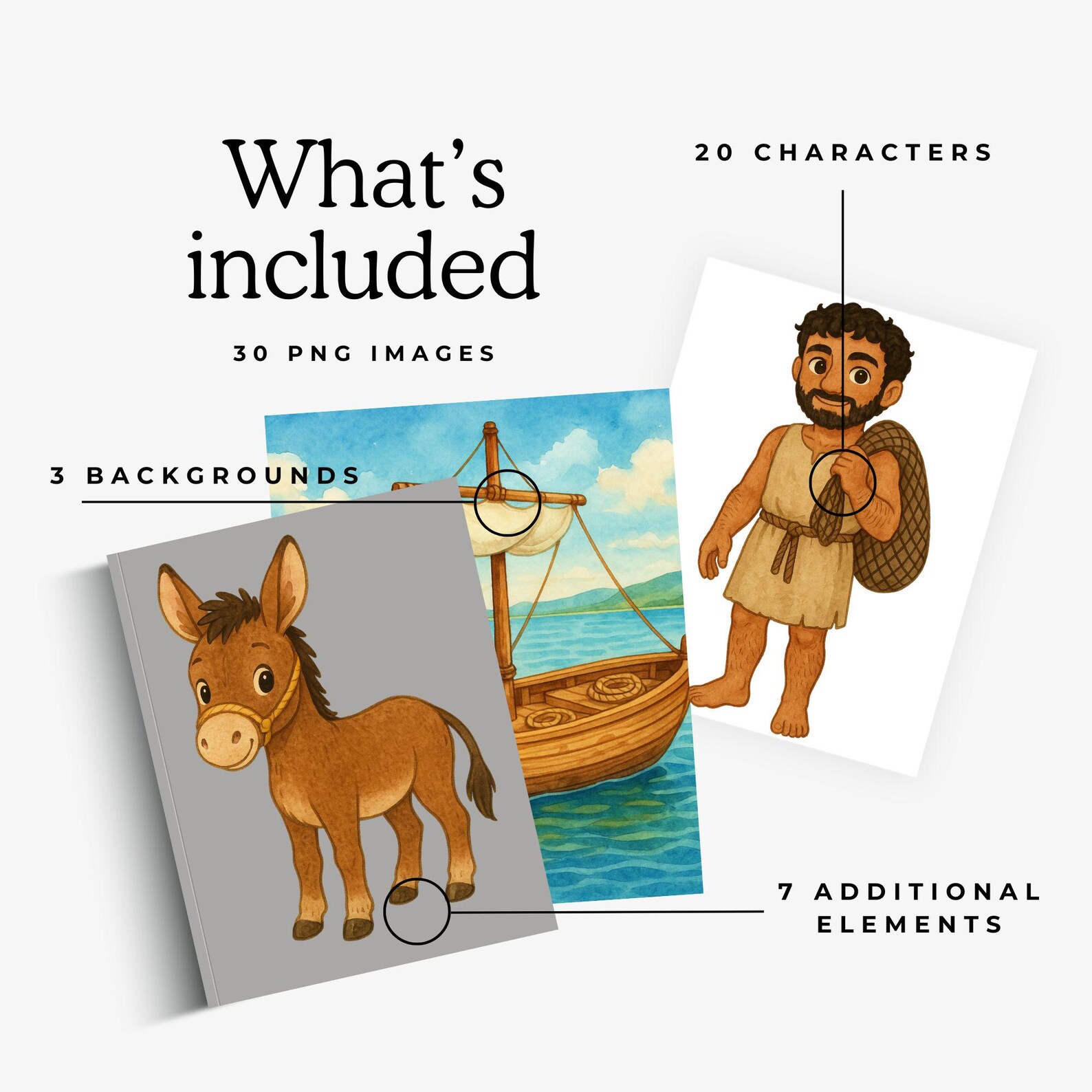 Calling of the First Disciples Bible Stories Watercolor Clipart Bundle ...