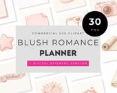 Soft Neutral Planner Clipart Bundle in Blush Romance Palette, Minimal Journal Stickers for Digital Planning, Elegant Cozy Scrapbook Decor